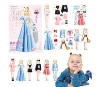 Bambole di carta magnetiche, bambole magnetiche da vestire, Fai finta e gioca a un giocattolo da viaggio, Bambola di carta portatile da vestire da principessa, regalo facile da impugnare per bambine d