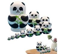 Bambole impilabili fatte di legno, giocattoli per bambole Panda di grande lavorazione | 10 bambole di nidi pedagogici, decorazione domestica per Natale, Capodanno, Hallow