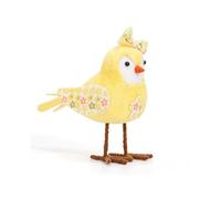 Bambole Pasquali di Peluche con Uccellini Natalizi nel Piedi, Figurine Ornamenti con Gamba Lunga, Sciarpa Stampata e Fiocco per Tavolo Giallo