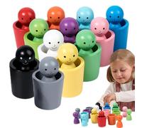 Bambole PEG In Tazze In Legno, Piolo Con Tazze, Abbinati Per In Età Prescolare | Color -Sorting Toys Toys Made Di In Legno Da 3 Anni, Per L'istruzione Precoce, Pa