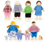 Bambole Per Casa Delle Bambole, Set Famiglia di Persone Con Gatto e Cane, Set di 10 Pupazzi Flessibili Felice Famiglia, Personaggi per Casa Delle Bambole per Fingere Famiglia Bambole Accessori Regalo