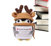 Bambole positive all'uncinetto, bambola positiva | Bambola con cappello a rana,Divertente bambola all'uncinetto con biglietto d'ispirazione. Simpatiche decorazioni per feste che rallegrano i colleghi