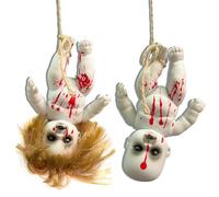 Bambole raccapriccianti, bambola inquietante di Halloween, 2 pezzi di bambola infestata maledetta, bambole di zombi appesi con corda, ragazzo ＆ ragazza orrore per la festa di Halloween infestata di o
