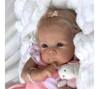 Bambole Reborn Femmine Reborn Originali Bambola 18 pollici Fatto a mano Corpo in vinile morbido Sembra e si sente come un vero e proprio bambino realistico (Ragazza occhi aperti)