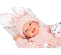ARIAS - Reborn 45 cm Lucia. Bambino realistico con vestiti rosa. Include cuscino, peluche, ciuccio, ciuccio, pannolino, libro della famiglia e certificato di autenticità. Giocattolo Bambini +3 anni