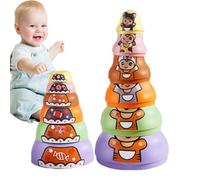 Bambole russe che nidificano con animali - Matrioska impilabile con a torre per bambini | Regalo educativo Educazione della prima infanzia Materiale ABS Imballaggio in cartone 10-3 cm 7 pezzi Gi