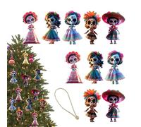 Bambole spaventose, set di ornamenti per Halloween, 2D punk fantasma, ornamento gotico in acrilico con corda da 4,6 m, decorazione per feste, finestre, recinzioni, cortile, posto di lavoro,
