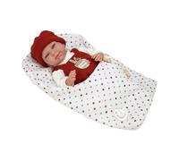 ARIAS -Elegance bambola 40 cm Cris vestito con un petto arancione. Il suo peso è così reale che sembra un vero bambino. Include ciuccio e sacco a pelo. Giocattolo per bambini di tutte le età (ARI60897