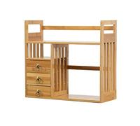 Bamboo 3 Tier Desktop nizer con cassetti Rack di stoccaggio per ufficio per forniture Book Display Stand Mensola per scrivania