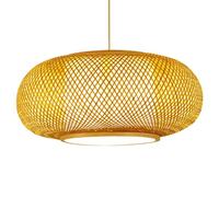 Bamboo Art Rustic Hanging Lights Southeast Asian Style Pendant Light Home Decor Beige Chandelier Wicker Lantern Ceiling Lighting Fixture for Kitchen, Bedroom, Dining Room, Restaurant