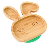 bamboo bamboo Baby E Piatto Bambini, Piatto Bambù Con Suzione Sicura Per Pasti E Svezzamento, Piatto Coniglio Con Base Antiscivolo, Piatti Per Neonati Da 6 Mesi (Coniglio, Verde)