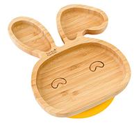 bamboo bamboo Baby E Piatto Bambini, Piatto Bambù Con Suzione Sicura Per Pasti E Svezzamento, Piatto Coniglio Con Base Antiscivolo, Piatti Per Neonati Da 6 Mesi (Coniglio, Giallo)