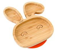 bamboo bamboo Baby E Piatto Bambini, Piatto Bambù Con Suzione Sicura Per Pasti E Svezzamento, Piatto Coniglio Con Base Antiscivolo, Piatti Per Neonati Da 6 Mesi (Coniglio, Arancia)
