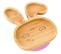 bamboo bamboo Baby E Piatto Bambini, Piatto Bambù Con Suzione Sicura Per Pasti E Svezzamento, Piatto Coniglio Con Base Antiscivolo, Piatti Per Neonati Da 6 Mesi (Coniglio, Rosa)