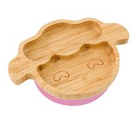 bamboo bamboo Piatto Agnello Bambù Suzione Sicura Pasti Svezzamento Antiscivolo Neonati 6 Mesi Blu (Agnello, Rosa)