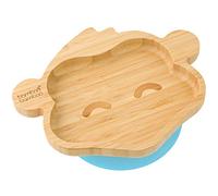 bamboo bamboo Piatto Baby e Toddler, Ventosa per Pappa e Svezzamento, Piatto Scimmia Bamboo con Sicura, Piatti per Bambini da 6 Mesi (Scimmia, Blu)