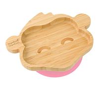 bamboo bamboo Piatto Baby e Toddler, Ventosa per Pappa e Svezzamento, Piatto Scimmia Bamboo con Sicura, Piatti per Bambini da 6 Mesi (Scimmia, Rosa)