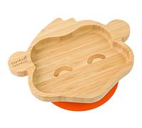 bamboo bamboo Piatto Baby e Toddler, Ventosa per Pappa e Svezzamento, Piatto Scimmia Bamboo con Sicura, Piatti per Bambini da 6 Mesi (Scimmia, Arancia)