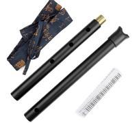Bamboo Flute Flauto Shakuhachi in metallo con chiave D a 5 fori non facile da rompere argento e nero con custodia per pianoforte(Black 2.0)