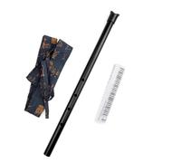 Bamboo Flute Flauto Shakuhachi in metallo con chiave D a 5 fori non facile da rompere argento e nero con custodia per pianoforte(Black)