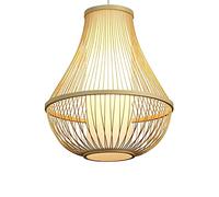 Bamboo Lantern Pendant Lamp Gourd Shape Creative Restaurant Ceiling Lamp Hand-Woven Hanging Light Japanese Style Simple Lighting Fixture Single Head E27 Ceiling Chandelier (60 * 68cm)