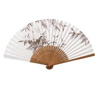 Bamboo pieghevole mano ventilatore carta modello, Ventaglio pieghevole dipinto a mano con paesaggio in stile cinese e giapponese in bambù scatola regalo 40x22 cm(C)