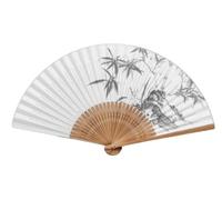 Bamboo pieghevole mano ventilatore carta modello, Ventaglio pieghevole dipinto a mano con paesaggio in stile cinese e giapponese in bambù scatola regalo 40x22 cm(E)
