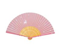Bamboo pieghevole mano ventilatore carta modello, Ventaglio pieghevole in carta di bambù con motivo a cervo multicolore, 21 cm chiuso, 38 aperto, portatile(Pink)