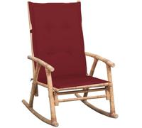Bamboo Rocking Chair with Cushion Outdoor Indoor Garden Patio Relaxing Comfortable Durable Weather Resistant Swing Seat with Pillow