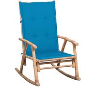 Bamboo Rocking Chair with Cushion, Outdoor Indoor Garden Patio Swing Chair, Waterproof Polyester Pillow, UV Resistant, Comfortable Relaxing Durable Wooden Rocker, Easy to Clean, Includes Extra Cushion