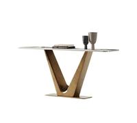 Bamboo Sea Tavolo d'ingresso Consolle moderna in finto marmo con luce a sensore e base in metallo for ingresso(Brass,S)