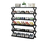 Bamboo Shoe Rack for Entryway Foldable Shoe Shelf Stand with Installation Free Design Space Saving Shoe Storage Solution Black 100x25x69cm (39x10x27inch)