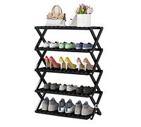 Bamboo Shoe Rack for Entryway Foldable Shoe Stand with Installation Free Design Space Saving Shoe Shelf for Storage Black 28x10x44inch