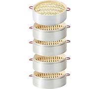 Bamboo Steamer, Classic Traditional Design, Perfect for Dumplings, Vegetables, Chicken, Fish (Color : 4+1, Size : 32cm/12.59inch)