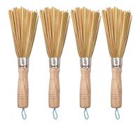 Bamboo Wok Spazzole,RoadLoo 4 Pcs Spazzole Wok Naturale Pulizia Frusta Padella Spazzola Wash Pot Spazzola Maniglia Legno Pans Clean Tools Pennello Scrubber per Cucine Domestiche Ristoranti Strumenti