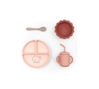 Bamboom Set Bimbo in Silicone Piatto Scodella Cucchiaio Bicchiere Rosa