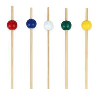 BambooMN Brand - Decorative Ball End Bamboo Picks - 4.7 (12cm) - 5 Assorted Colors, 100 pcs by BambooMN