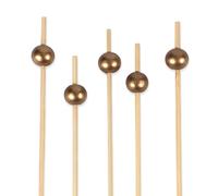 BambooMN Brand - Decorative Ball End Bamboo Picks - 4.7 (12cm) - Gold, 100 pcs by BambooMN