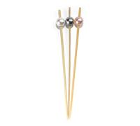 BambooMN Brand - Decorative Pearl End Bamboo Picks 4.7 (12cm) - 100pcs, Assortment 95 by BambooMN