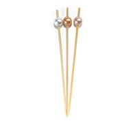 BambooMN Brand - Decorative Pearl End Bamboo Picks 4.7 (12cm) - 100pcs, Assortment 96 by BambooMN