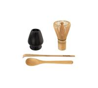 BambooMN Brand - Set di fruste per t verde Matcha - Frusta + Paletta + Cucchiaino + Portafrusta nero