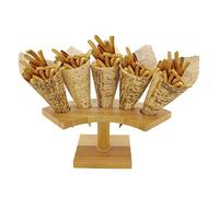 BambooMN - Espositore a forma di cono per alimenti a mezzaluna in bambù naturale, per ristoranti, eventi catering, feste o buffet, fino a 5 coni