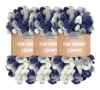 BambooMN Fun Finger Loop Filato - Team Spirit Colors - 3 matasse 3 Skeins Multicolore Navy Grigio