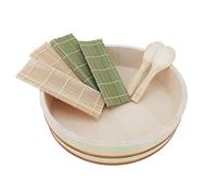 BambooMN Hangiri Oke - Ciotola refrigerante per riso, 36,1 cm, con 7 accessori per preparare sushi, extra large