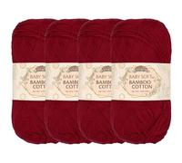BambooMN JubileeYarn Baby - Filato di cotone morbido di bambù, 50 g/matassa, Merlot - 4 matasse