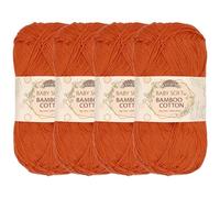 BambooMN JubileeYarn Baby morbido filato di cotone di bambù, 50 g, matassa, arancione bruciato, 4 matasse