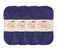 BambooMN JubileeYarn Baby morbido filato di cotone di bambù, 50 g, matassa, blu notte fredda, 4 matasse