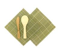 BambooMN - Kit per preparare sushi, 2 tappetini in bambù, 1 spatola per riso, 1 spatola, più opzioni e stile 100% bambù 1 Set Lyndee
