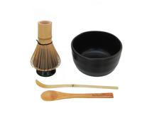 BambooMN Matcha Bowl Set (include ciotola, frusta da t , Chasaku e cucchiaino da t ) 1 set nero