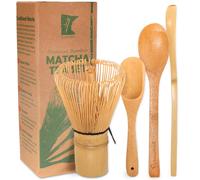 BambooMN Matcha Whisk Set - Golden Chasen (Frusta per il t ) + Chashaku (Gancio